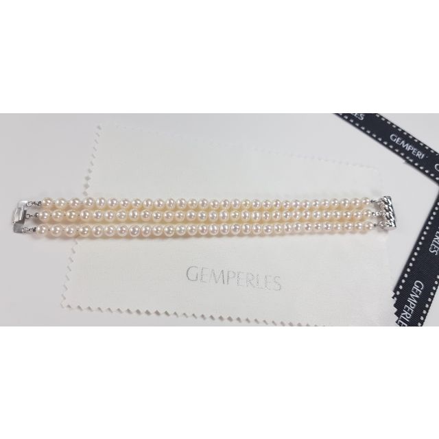 Bracelet 3 rangs de perles Mariage. Triple rangée. 5/5.5mm