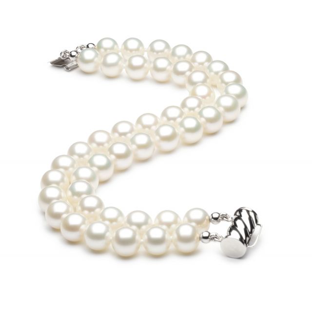 Bracelet double rang perles de culture - Perle blanche Chine - 7/7.5mm