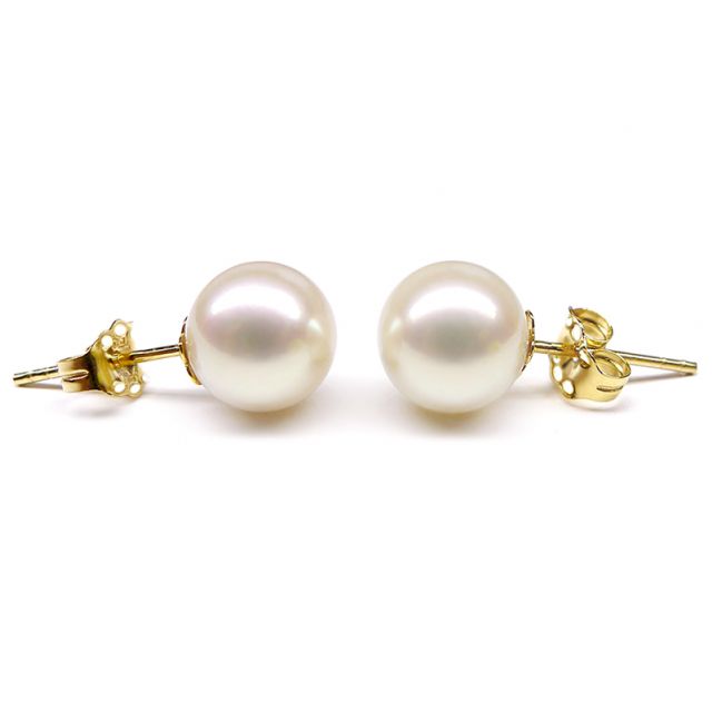 Boucles d'oreilles Athéna I Clous perles, Or Jaune I Gemperles
