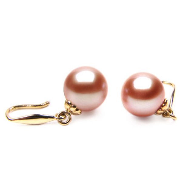 Boucles d'oreilles perles - Perles roses - Perle d'eau douce - Chine