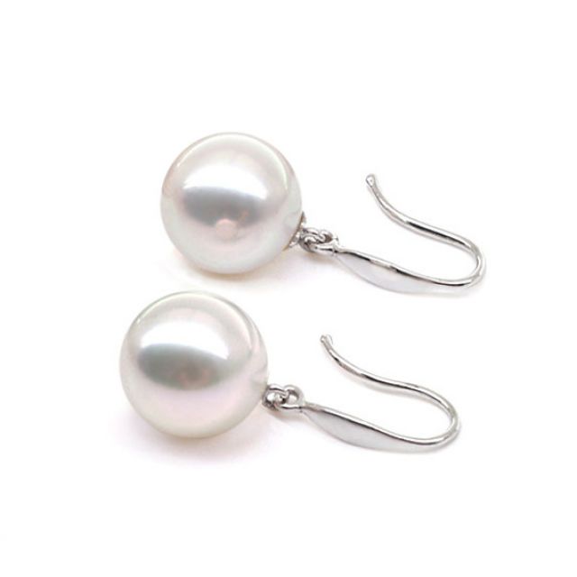 Boucles d'oreilles perles Akoya blanches - 7.5/8mm - AAA - Or blanc
