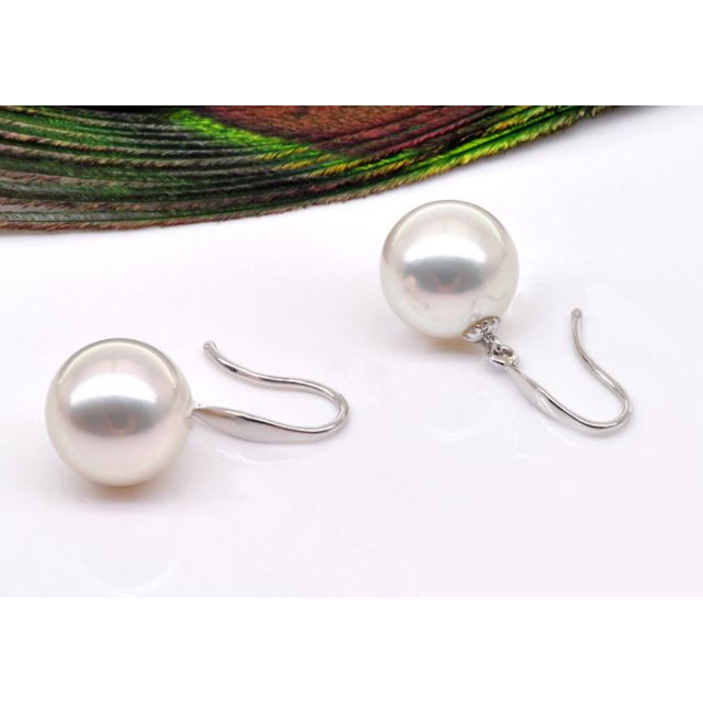 Boucles d'oreilles perles Akoya - 7.5/8mm - Paire Crochets or blanc