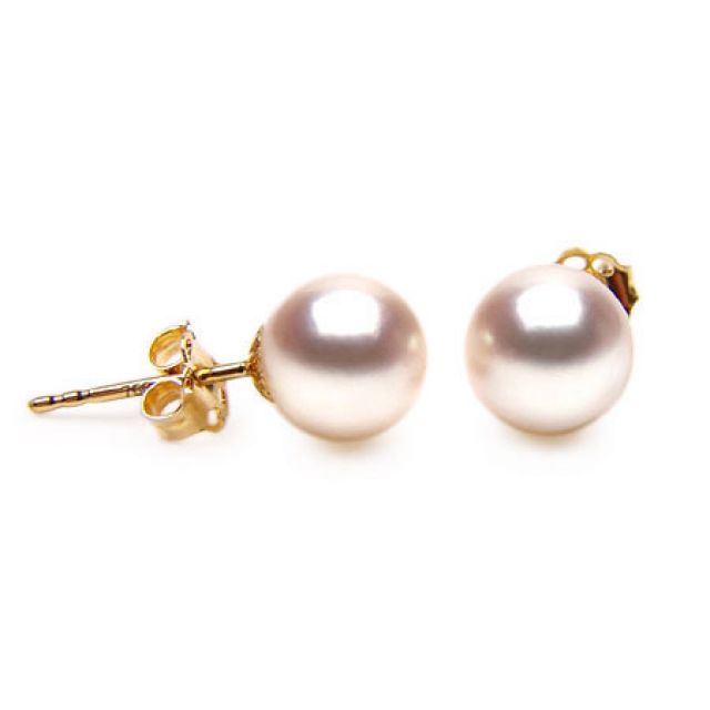 Boucles d'oreilles perles Akoya blanches - 7.5/8mm - GEMME - Or jaune