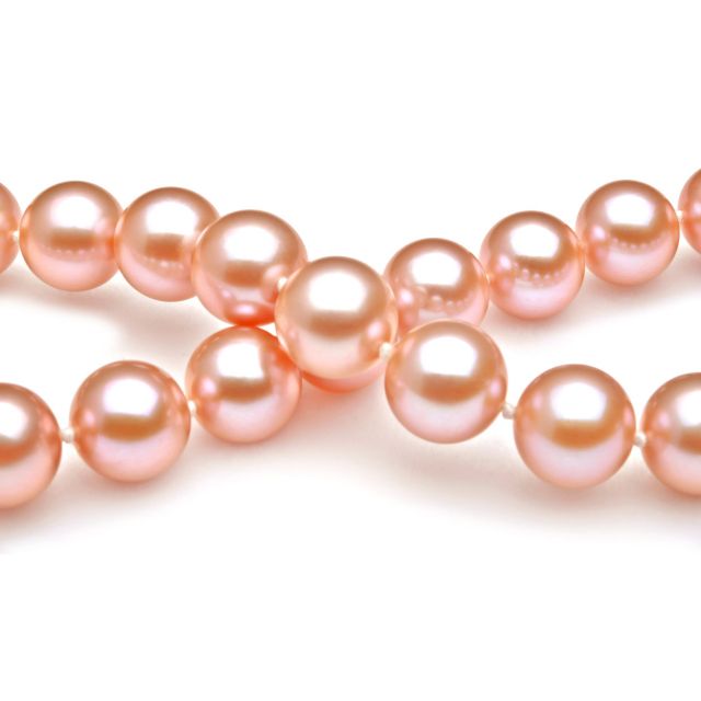 Perle de culture rose - Collier perles eau douce roses - 7.5/8mm