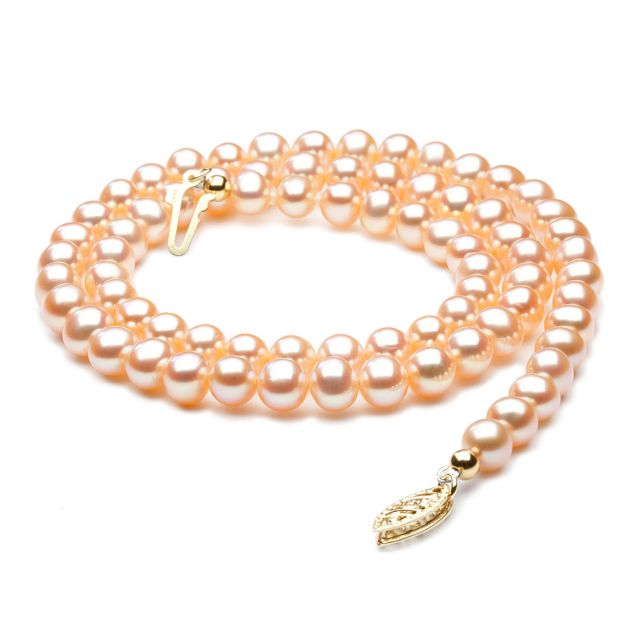 Collier perles culture - Perle eau douce Chine rose - 5/5.5mm, AA+