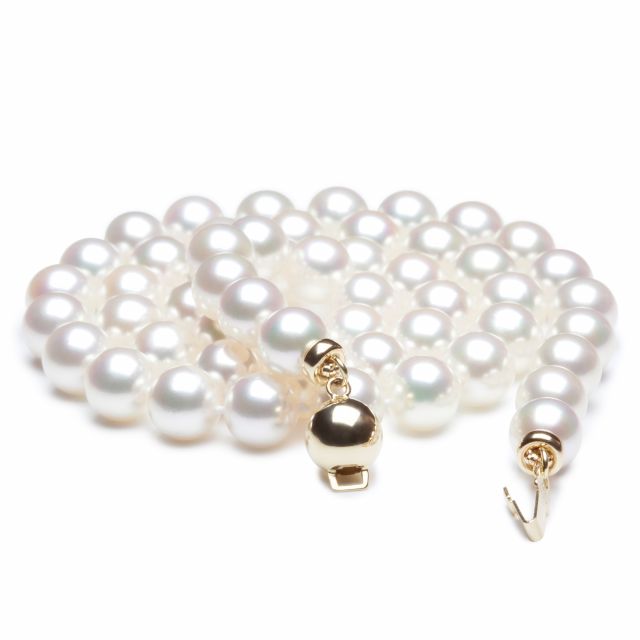 Perle collier - Collier perle blanche de mer - Perles Japon - 6.5/7mm