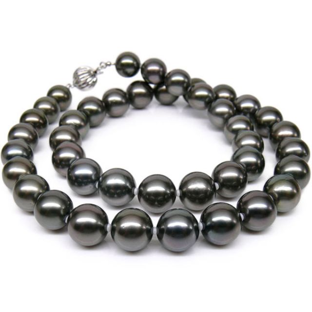 Collier perles de Tahiti noires - Perle de culture Polynésie 9/10mm