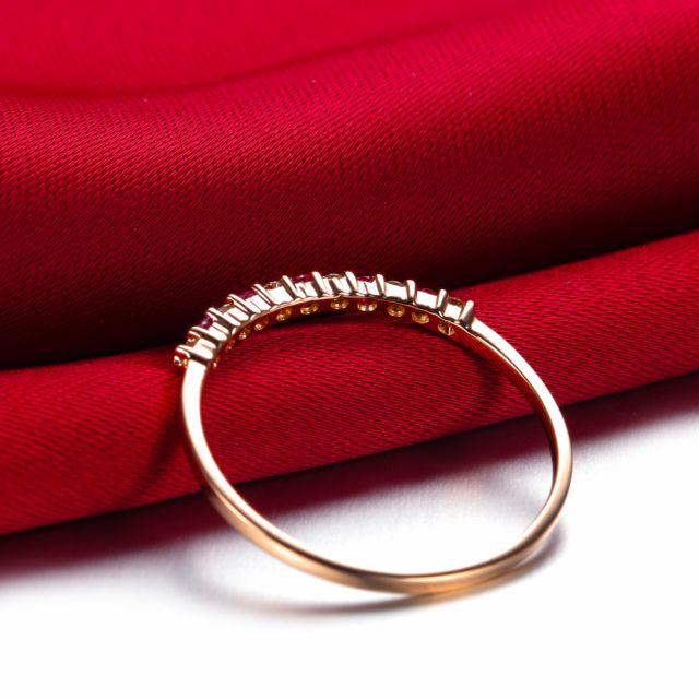 Bague anneau rubis, diamants - Or rose 18 carats