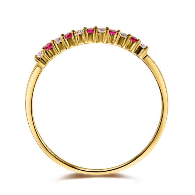 Bague rubis anneau, diamants - Or jaune 18 carats