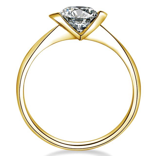 Bague Solitaire Coeur Majestueux - Or Jaune & Diamant | Gemperles