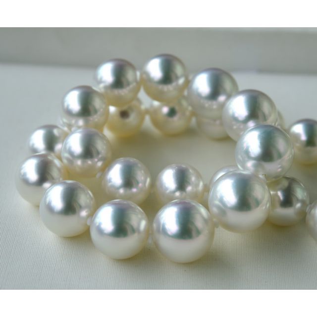 Collier de perles d'Australie blanches - Perle mers du sud 10/12mm