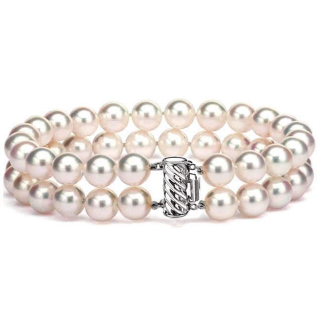 Bracelet 2 rangs perles Akoya - Perle mer - Culture Japon - 6.5/7mm