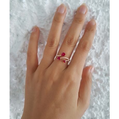 Bague larmes de rubis - Diamants, or jaune