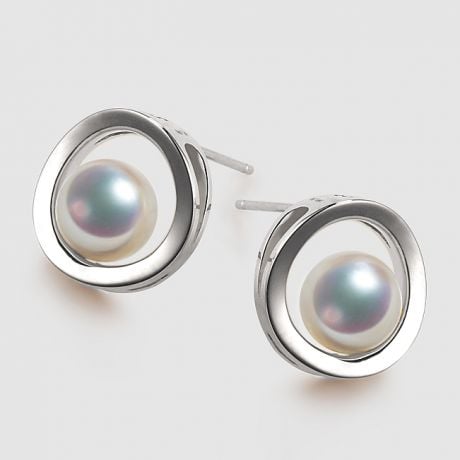 Boucle d oreille perle Akoya - Himiko - Perle du Japon, Or blanc