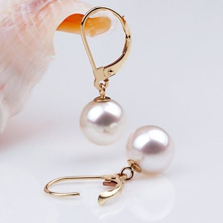Boucles d'oreilles perles eau douce blanches - 8/8.5mm - GEMME - Or jaune