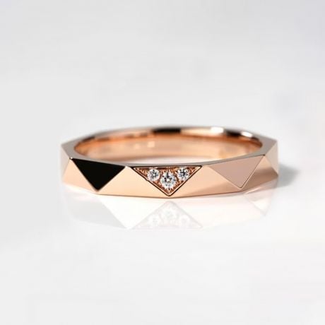 Alliance Triangulaire Homme en Or Rose 18ct et Diamants