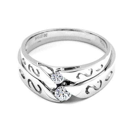 Mes alliances de mariage - Alliances Duo originales or blanc, diamants