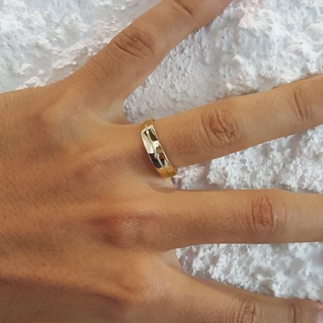 Alliance Homme or jaune 18cts - Diamant serti clos