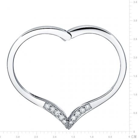 Bague anneau type pendentif. Cœur or blanc diamants | Polichinelle