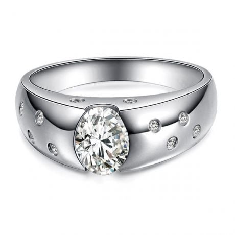 Bague pour homme or blanc 18cts - Mille éclats diamantés | Spencer