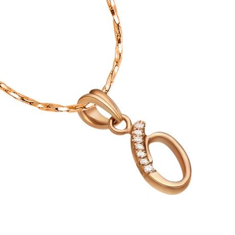 Pendentif 0 - Chiffre zéro - Or rose 18cts et diamants 0.035ct