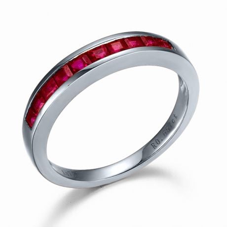 Bague Or Blanc 18cts Rubis Birman 0.66ct, Style Contemporain | Gemperles