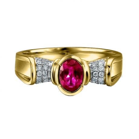 Bague rubis ovale, diamants, or jaune - L'esthétique du caractère