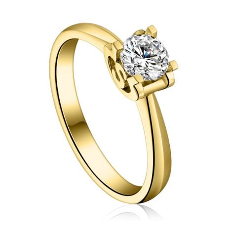Bague avec initiale S - Solitaire or jaune diamant | Gemperles