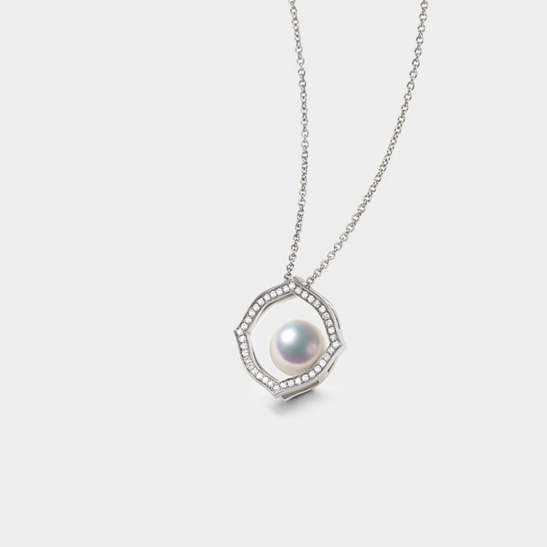 Pendentif or blanc perle culture Akoya, Diamant - Coco Chanel - 3