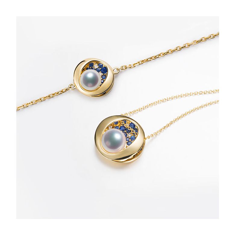 Bracelet perle Akoya - Diamant, saphir, Or jaune I Seiza - 3