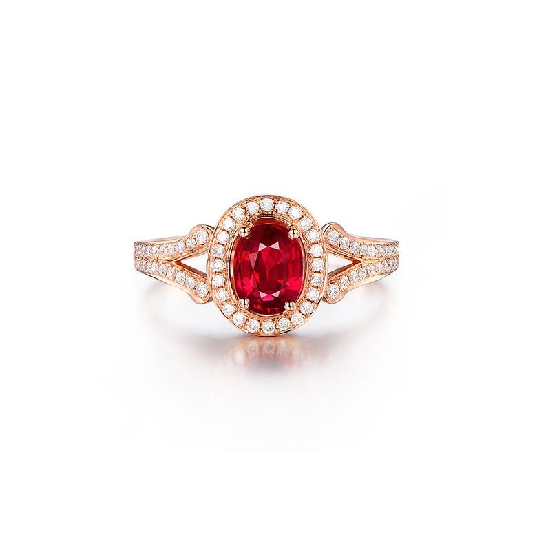 Bague Mogok, rubis de Birmanie.  Or rose et diamants | Mogok - 1