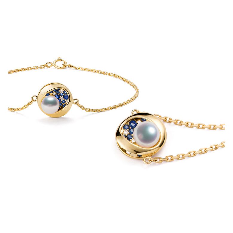 Bracelet perle Akoya - Diamant, saphir, Or jaune I Seiza - 1