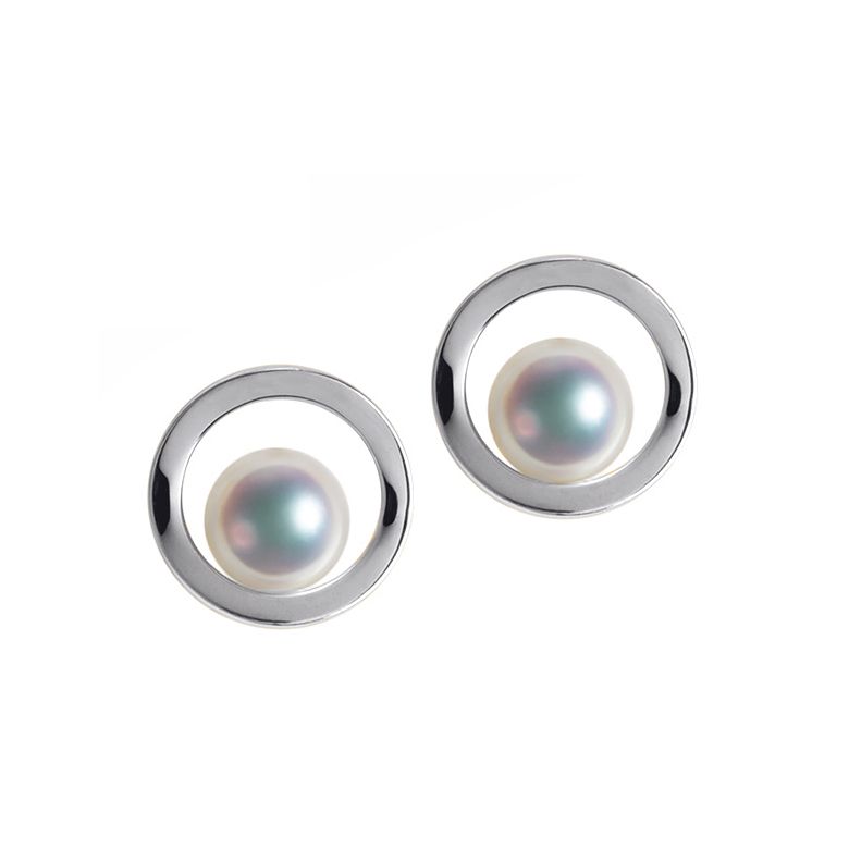 Boucle d oreille perle Akoya - Himiko - Perle du Japon, Or blanc - 1