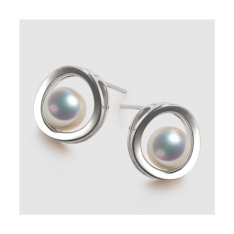Boucle d oreille perle Akoya - Himiko - Perle du Japon, Or blanc - 2
