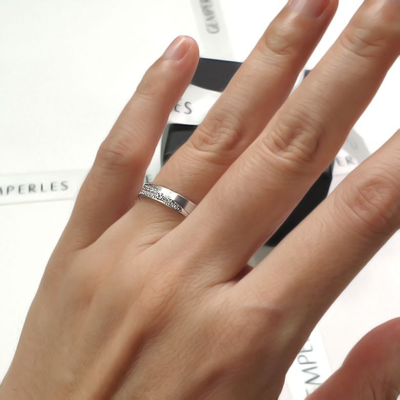 Alliance Sillage Amoureux Femme - Platine, Diamants | Gemperles - 2