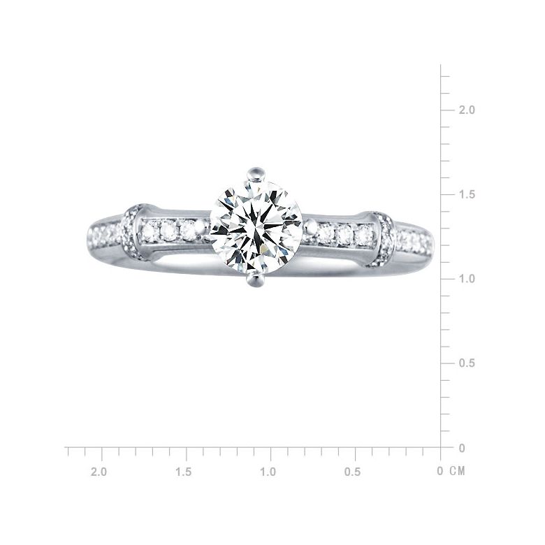 Bague bambou - Solitaire or diamants 0.50ct - Canne or blanc - 2