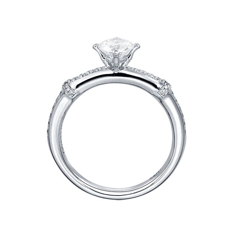 Bague bambou - Solitaire or diamants 0.50ct - Canne or blanc - 3
