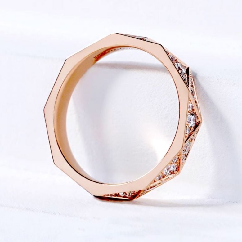 Alliance Triangulaire Or Rose 18 carats Diamants | Gemperles - 3