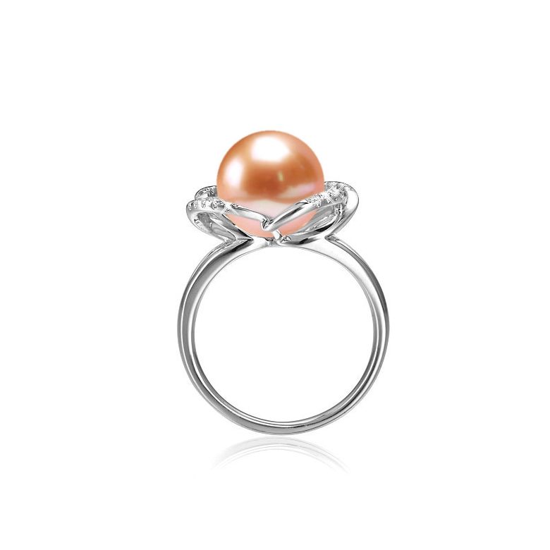 Bague en perle monde floral - Perle de culture or blanc et diamants - 6