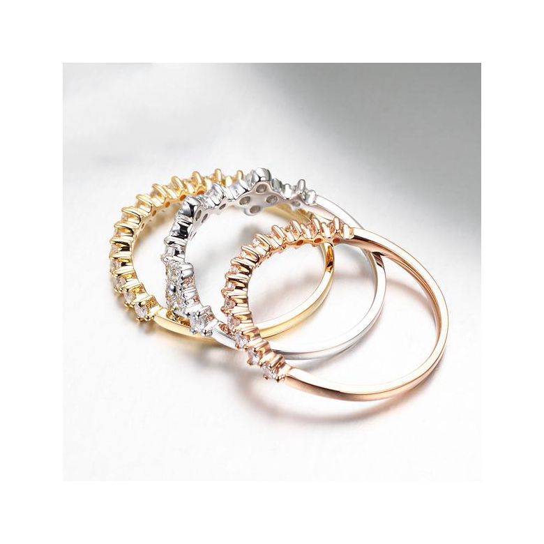 Bague 3 anneaux or jaune, blanc et rose. Myriade diamants | Classic Three Light - 4