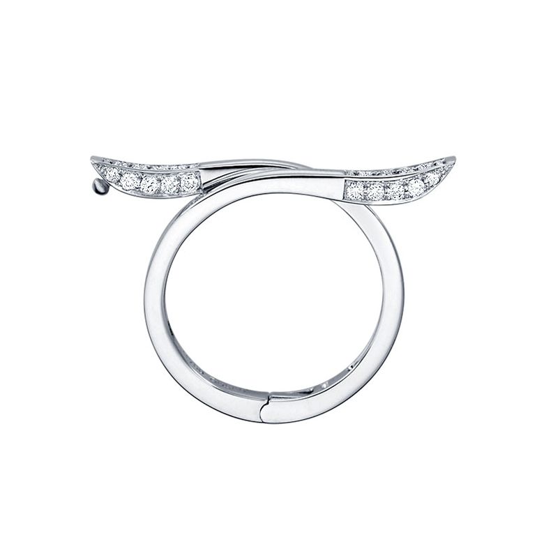 Bague anneau type pendentif. Cœur or blanc diamants | Polichinelle - 3