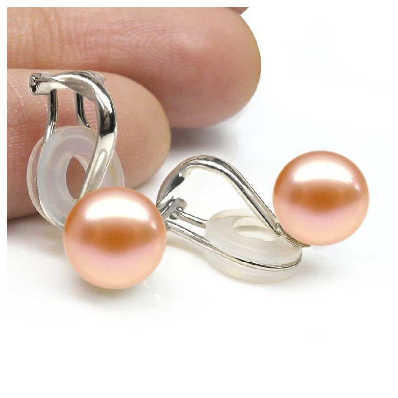 Boucle d oreille clip - Boucle oreille clip or blanc perle - 5