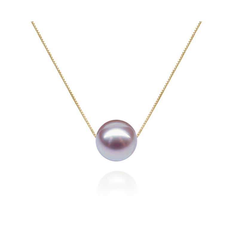 Collier pendentif perle lavande - Chaine or jaune - 1