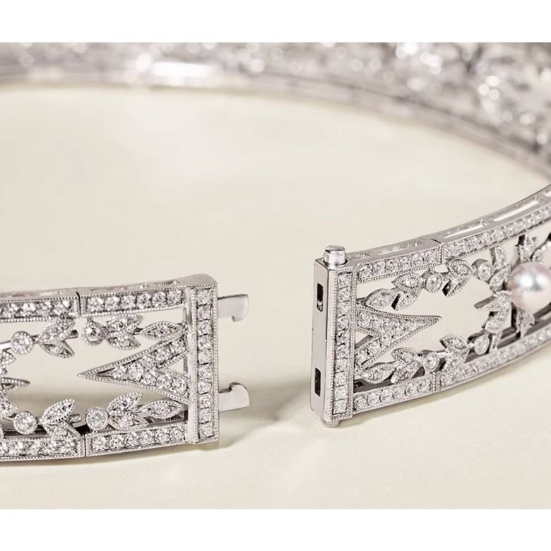 Collier Géométria Préciosa, Or blanc Diamant et Perle Akoya du Japon - 6