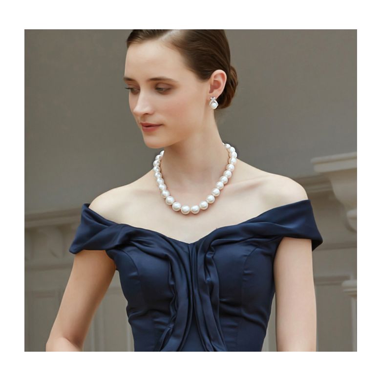 Collier Marie Antoinette Haute joaillerie. Perles d'Australie blanches 15/17mm - 2