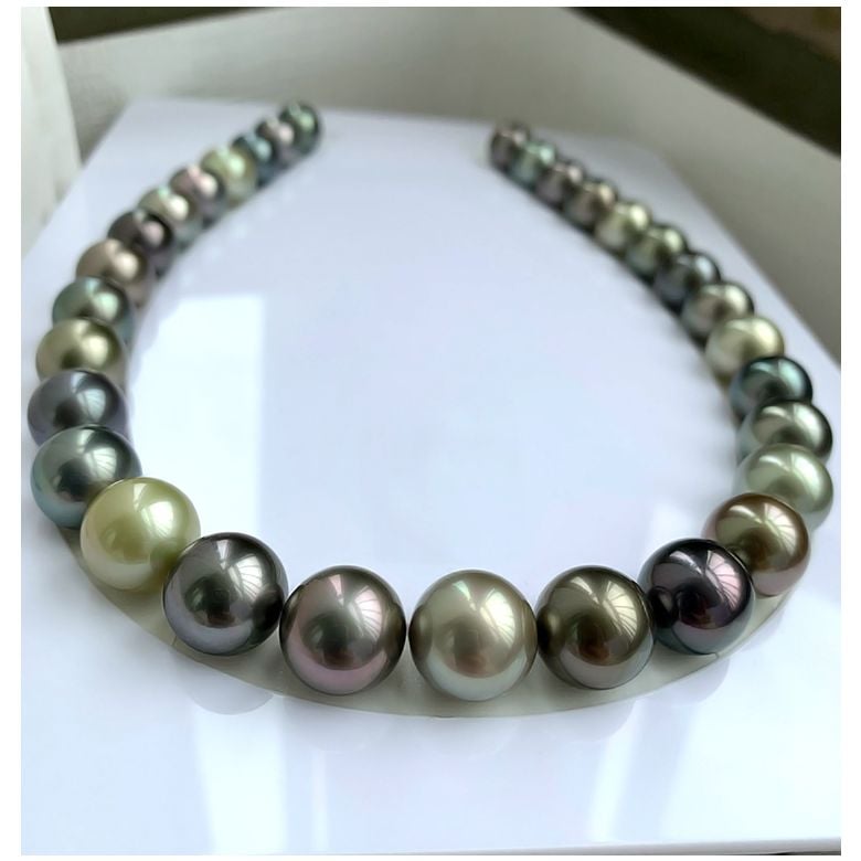 Collier perles de Tahiti multicolores - 13/14mm - AAA - 2