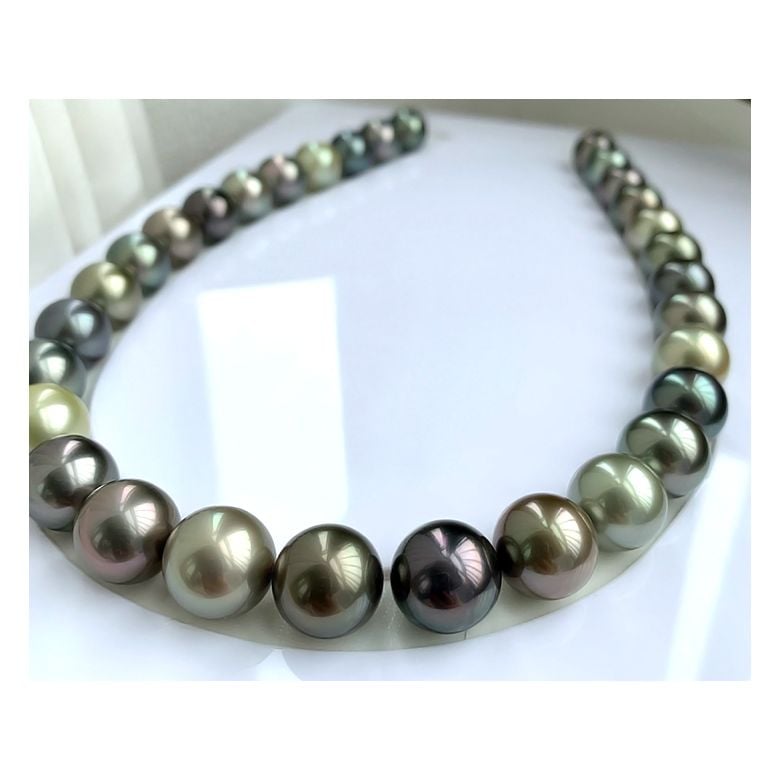 Collier perles de Tahiti multicolores - 13/14mm - AAA - 1