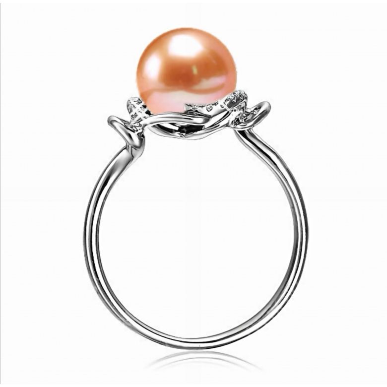 Bague contemporaine perle blanche - Or blanc 750/1000 et diamants - 6