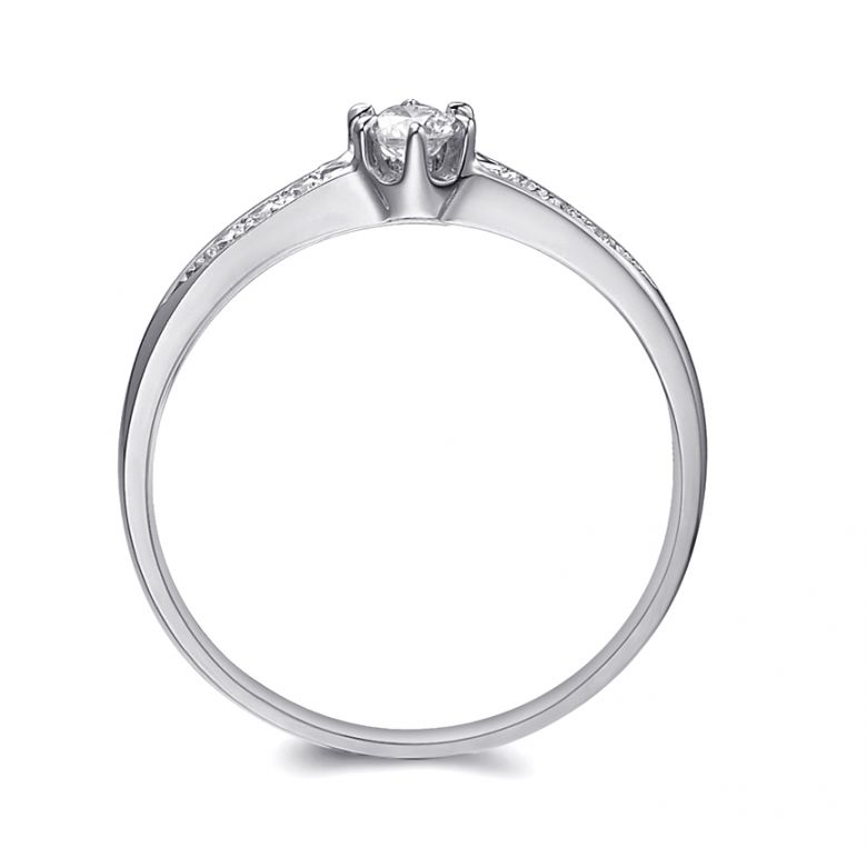 Alliance Solitaire Accompagné Diamants. Or Blanc | Gemperles - 3