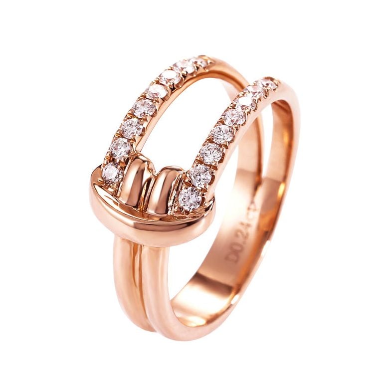 Bague Noeud Marin Or rose, Diamants | Gemperles - 7
